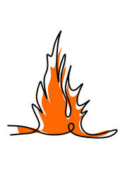  Illustration of a fire with a black outline and orange splash.