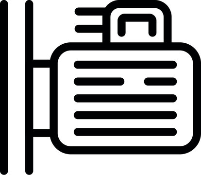 recommend clip art: Electric engine motor with cooler fan cooling system, simple black and white line art icon