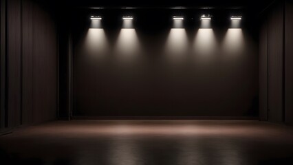 empty dark wall room with spotlight studio room, interior texture for display products. wall background. AI generate.