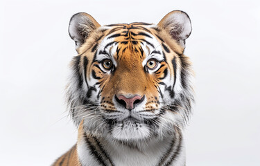 Naklejka premium portrait of a tiger on white