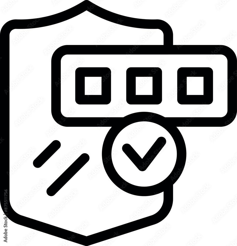 Poster shield is protecting a password with a check mark icon, ensuring secure access and data protection