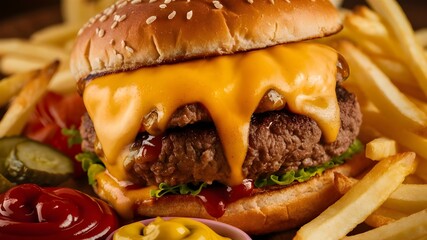 pulled burger with fries