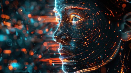 AI Technology Future Concept: A Digital Human Constructed From Data. Generative AI