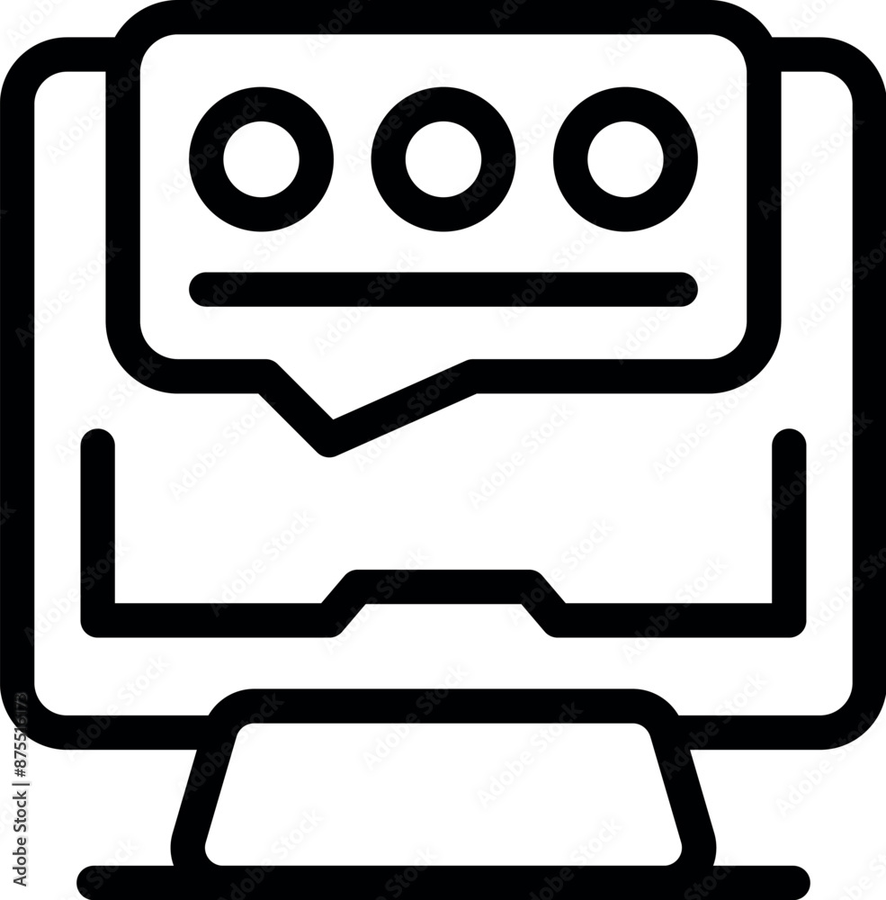 Poster simple icon of a monitor displaying customer feedback with a three dot rating scale