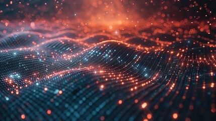 Obraz premium Abstract Digital Landscape With Glowing Lights Representing The Future Of AI Technology. Generative AI