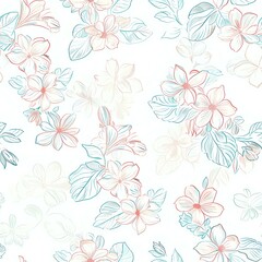 Watercolor Flower and Leaf Modern Repeat