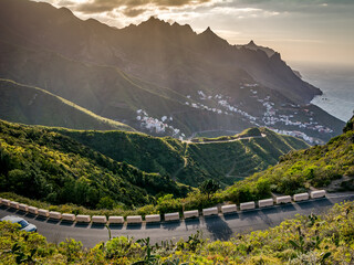 Amazing view of Taganana village and mountains on the north of Tenerife, Canary Islands. Road with...