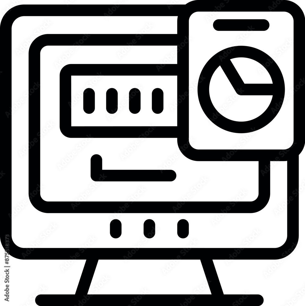 Poster computer displaying a password protected interface with a statistical analysis chart overlay, emphas