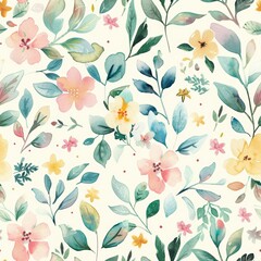 Seamless pattern of a nice drawn flowers. Nice watercolor tileable pattern