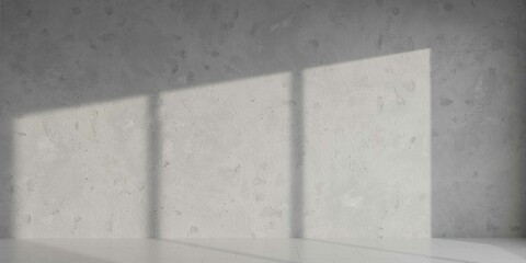 Sunlight streaming through windows onto a white wall 3d render illustration