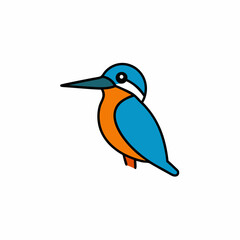 Common Kingfisher bird learns icon vector