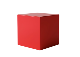 3D rendering of a red cube on transparent background, isolated, ideal for product design, graphic presentations, and educational purposes, showcasing geometric shapes in a clean,minimalistic style