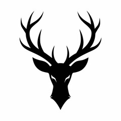 Sleek Deer Antlers Vector Silhouette Minimalist Wildlife Art