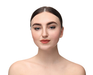 Fototapeta premium Attractive woman with beautiful makeup isolated on white