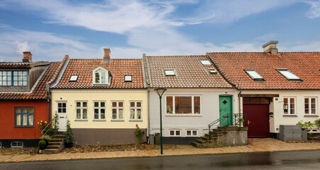 Old colorful town houses in Middelfart, Denmark