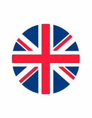 Obraz premium A British flag with a blue circle in the middle and a red cross
