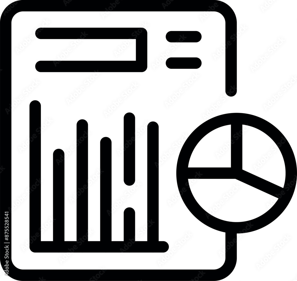 Poster document is being analyzed with a bar graph and pie chart representing market data
