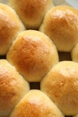 Closeup view of many delicious dough balls