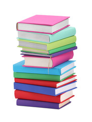 Stack of colorful books isolated on white