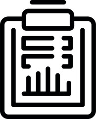 Line icon of a clipboard showing a financial report with a statistics chart