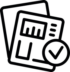 Business report is laying on a desk with a check mark indicating success