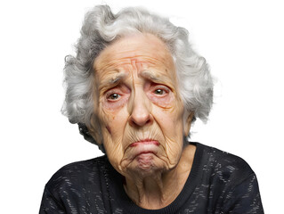 Portrait of an elderly woman with a sad expression. Emotions concept. Old people concept.