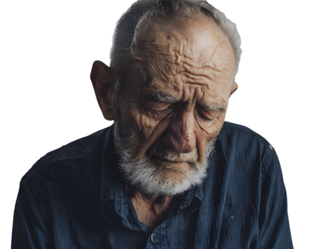 Portrait of an elderly man with a sad expression. Emotions concept. Old people concept.
