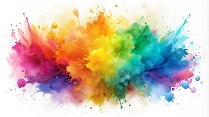 Watercolor Rainbow Explosion - Abstract Colorful Art Background for Design, Graphic, Print