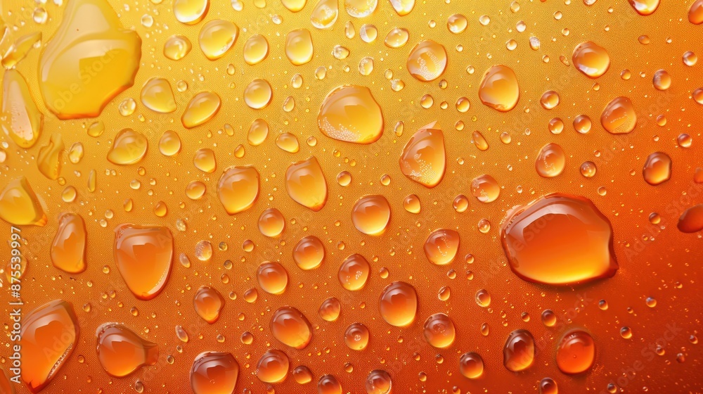 Wall mural Orange background covered with water droplets