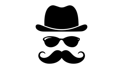 shape of hat sunglasses and mustache in vector for incognito sign