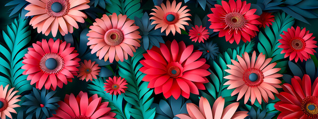 Bright yellow and pink flowers in a closeup view, capturing the essence of spring and summer