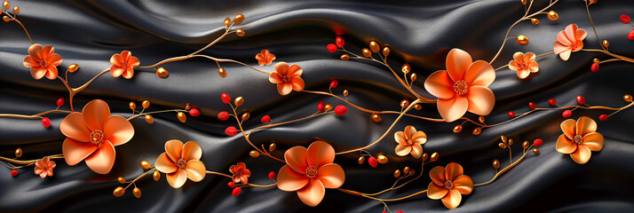 Decorative floral design with gold and silver elements, perfect for festive celebrations