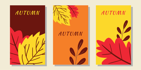 Set of autumn backgrounds. Autumn backgrounds for banner, poster, sale, social networks.