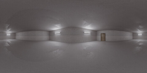 360 degree panorama of a white, empty room with a single door vr environment map