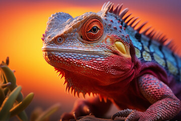 Fototapeta premium Chameleon in the wild. Beautiful extreme close-up.