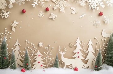 Christmas ornaments and gifts on craft paper