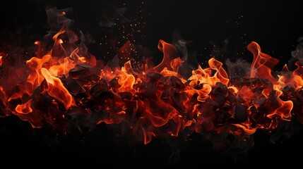 Obraz premium Intense Flames and Glowing Embers Creating a Fiery Inferno