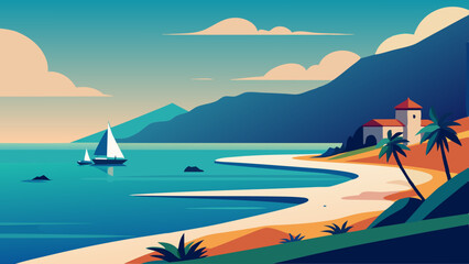 Tranquil Summer Beach Scene Captivating Landscape