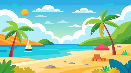 Tranquil Summer Beach Scene Captivating Landscape