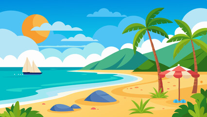 Tranquil Summer Beach Scene Captivating Landscape