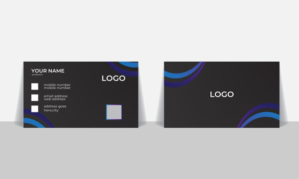 Visting card with black color gradient design.Double-sided business card. Vector illustrator.
