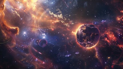 Obraz premium An astronaut's voyage through the vastness of space, exploring the cosmos and its hidden wonders.