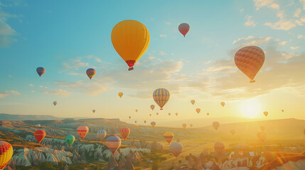 Naklejka premium Majestic Hot Air Balloon Festival at Sunrise