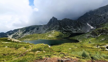 landscape with lake and mountains