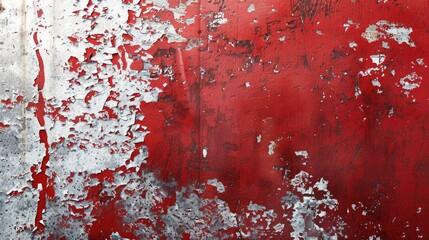 Fototapeta premium Grunge textured metal background in red and white with space for message