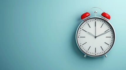 Minimalist alarm clock on blue background signifying time management