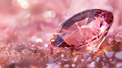 A pink diamond is on a pink background