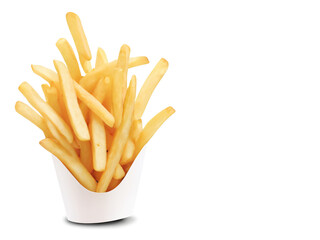 french fries on white background