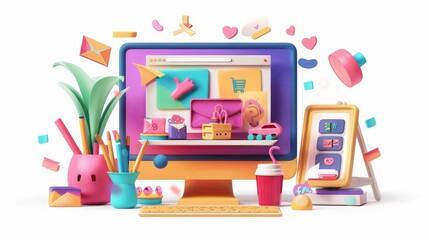 Design, marketing, and illustration services for online businesses: - Graphic elements - Marketing campaigns - 3D web vector illustrations