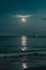 Fototapeta premium sailboat at night by Ai generated